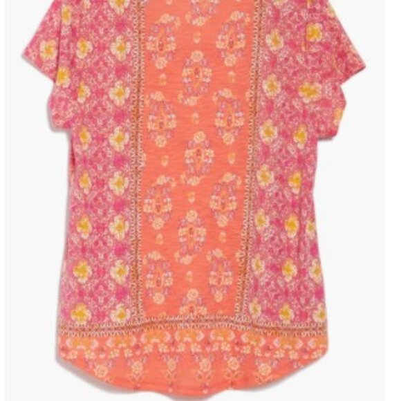 NWT Womens Lucky Brand Boho Top S MSRP $39.50 Coral Multi - Picture 4 of 9